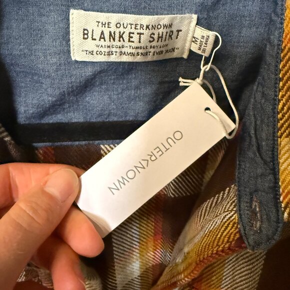 NWT Outerknown Blanket Shirt – SOLD-OUT Color! –Dark Roast Nostalgic Plaid M MED - Picture 10 of 12